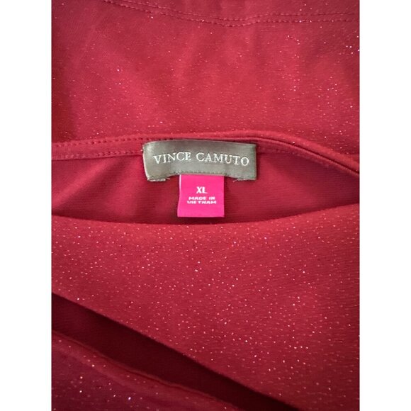 Vince Camuto Asymmetric Cutout Top, Long Sleeve Sparkle Red Women's Size XL - Picture 8 of 9